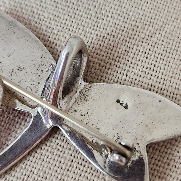 Vintage Sterling Silver Colorful DRAGONFLY Pendant Brooch with 18" Chain - Picture 6 of 10